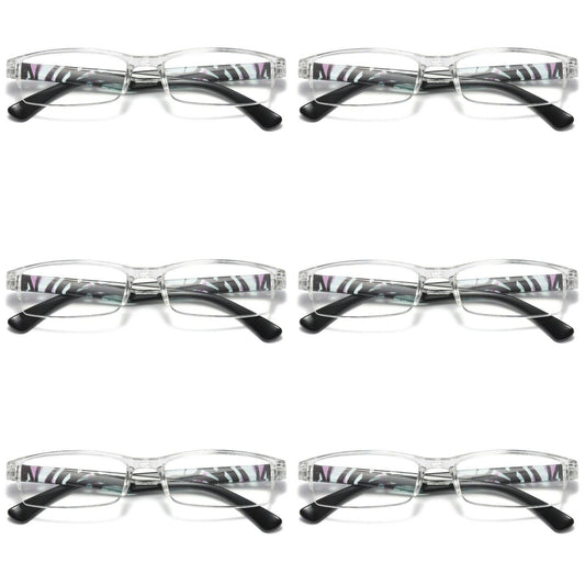 6 PK Men Women Rectangle Half Frame Blue Light Blocking Reading Glasses Readers