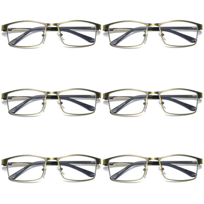 6 PK Mens Spring Hinge Metal Frame Blue Light Blocking Reading Glasses Readers