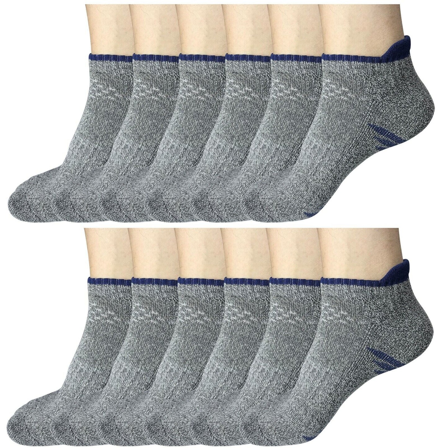 12Pair Mens Low Cut Ankle Breathable Cotton Cushion Athletic Running Sport Socks