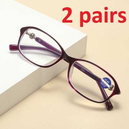 2 Pairs Oval Frame Reading Glasses Lightweight Classic Readers for Women Ladies