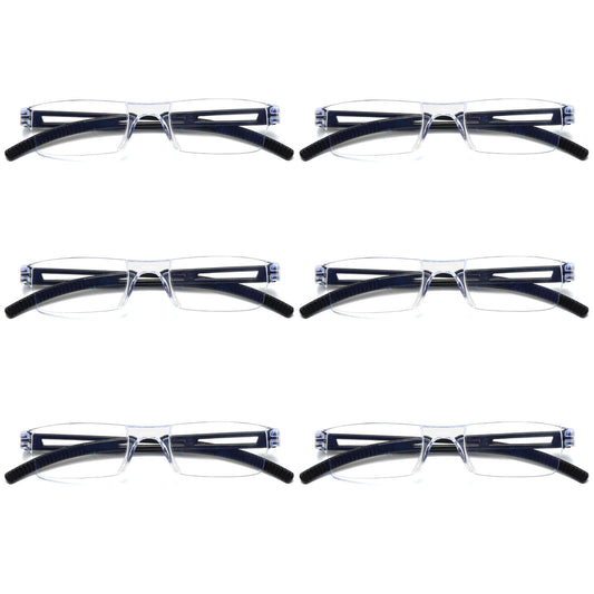 6PK Men Women Blue Light Blocking Reading Glasses Rimless Unisex Computer Reader