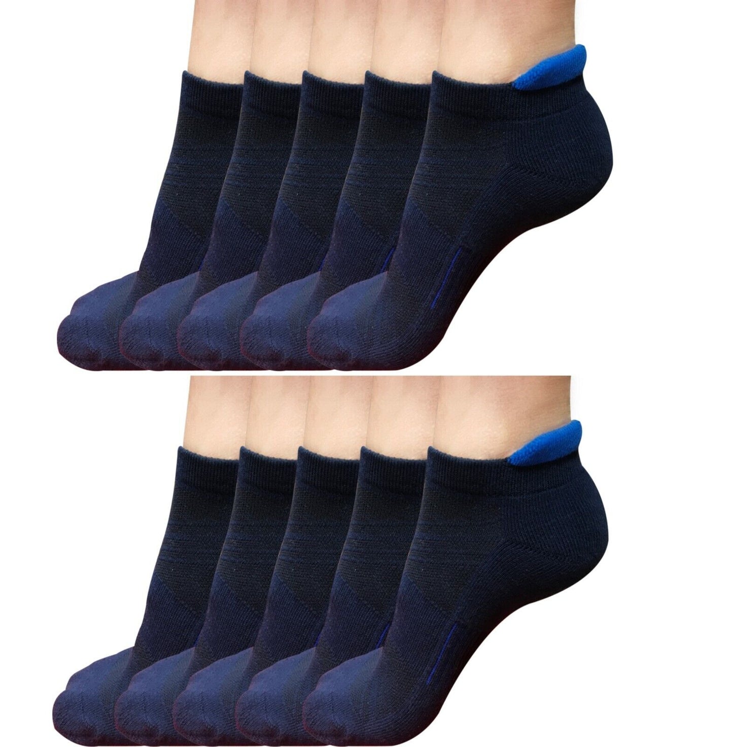 Lot 1-12 Mens Low Cut Ankle Cotton Athletic Cushion Sport Running Socks Blue 12