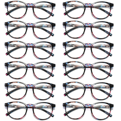 12Pair Ladies Womens Round Big Frame Blue Light Blocking Reading Glasses Readers