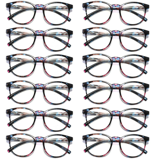 12Pair Ladies Womens Round Big Frame Blue Light Blocking Reading Glasses Readers