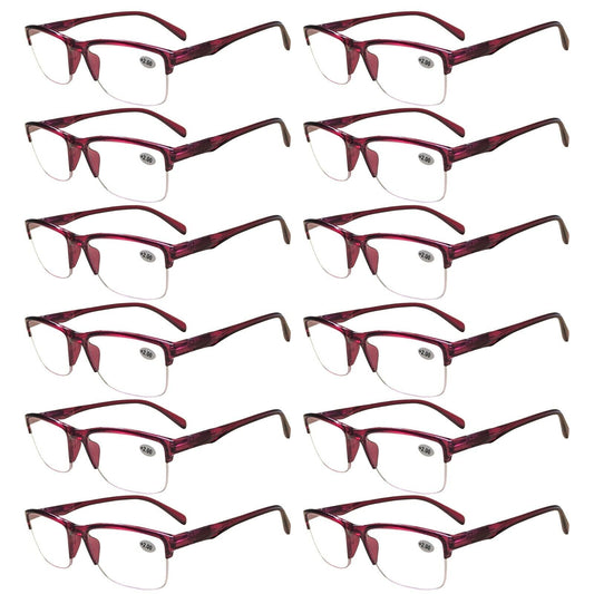 12 Pairs Womens Ladies Half Frame Classic Reading Glasses Spring Hinge Readers