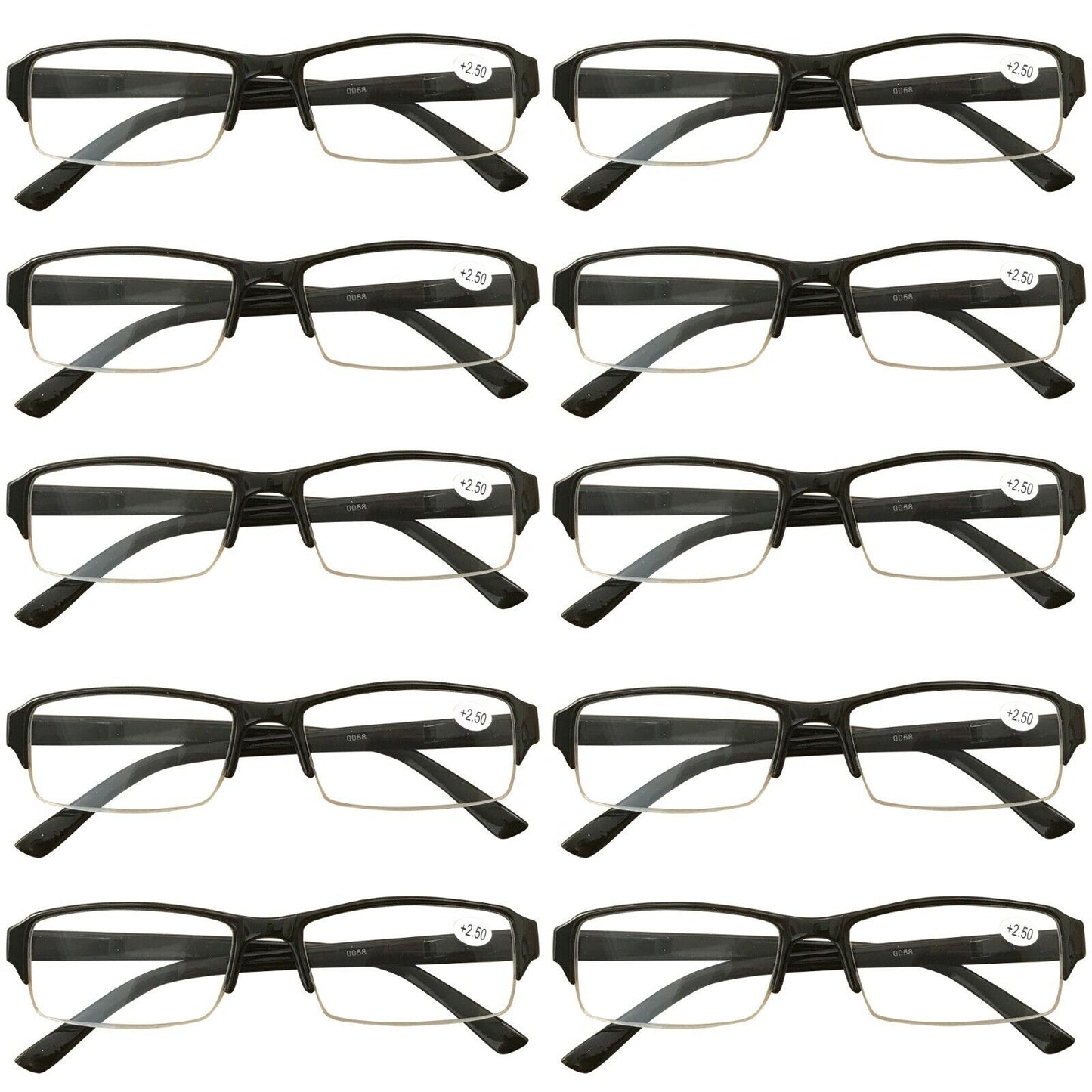 10 Packs Mens Womens Rectangle Frame Reading Glasses Blue Light Blocking Readers