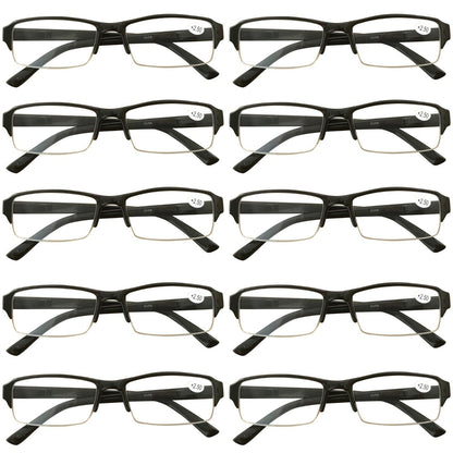 10 Packs Mens Womens Rectangle Frame Reading Glasses Blue Light Blocking Readers