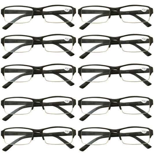 10 Packs Mens Womens Rectangle Frame Reading Glasses Blue Light Blocking Readers