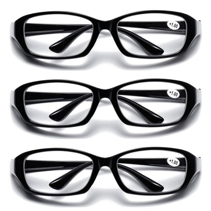 3 PK Full Lens Men Womens Black Reading Glasses Clear Readers with Side Shields