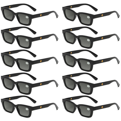 10PK Men Women Square Magnified Full Tinted Lens Sun Readers Reading Sunglasses