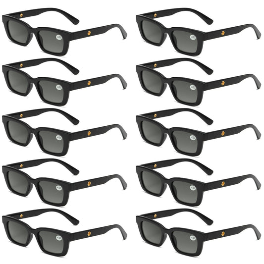 10PK Men Women Square Magnified Full Tinted Lens Sun Readers Reading Sunglasses