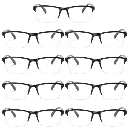 9 Packs Men Women Unisex Square Half Frame Reading Glasses Spring Hinge Readers