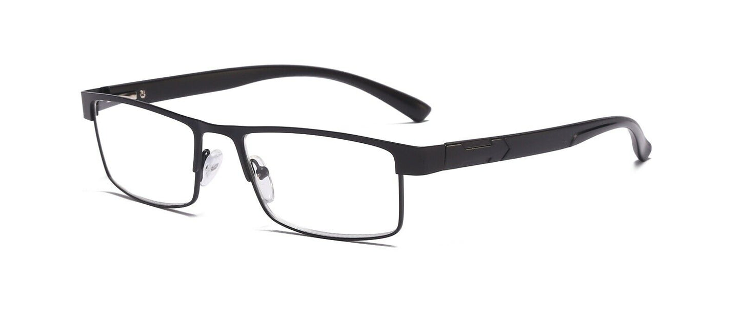 11 Pack Men Classic Style Square Metal Frame Reading Glasses Spring Hinge Reader