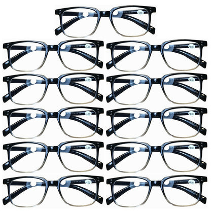 11 Pairs Mens Womens Unisex Square Blue Light Blocking Reading Glasses Readers