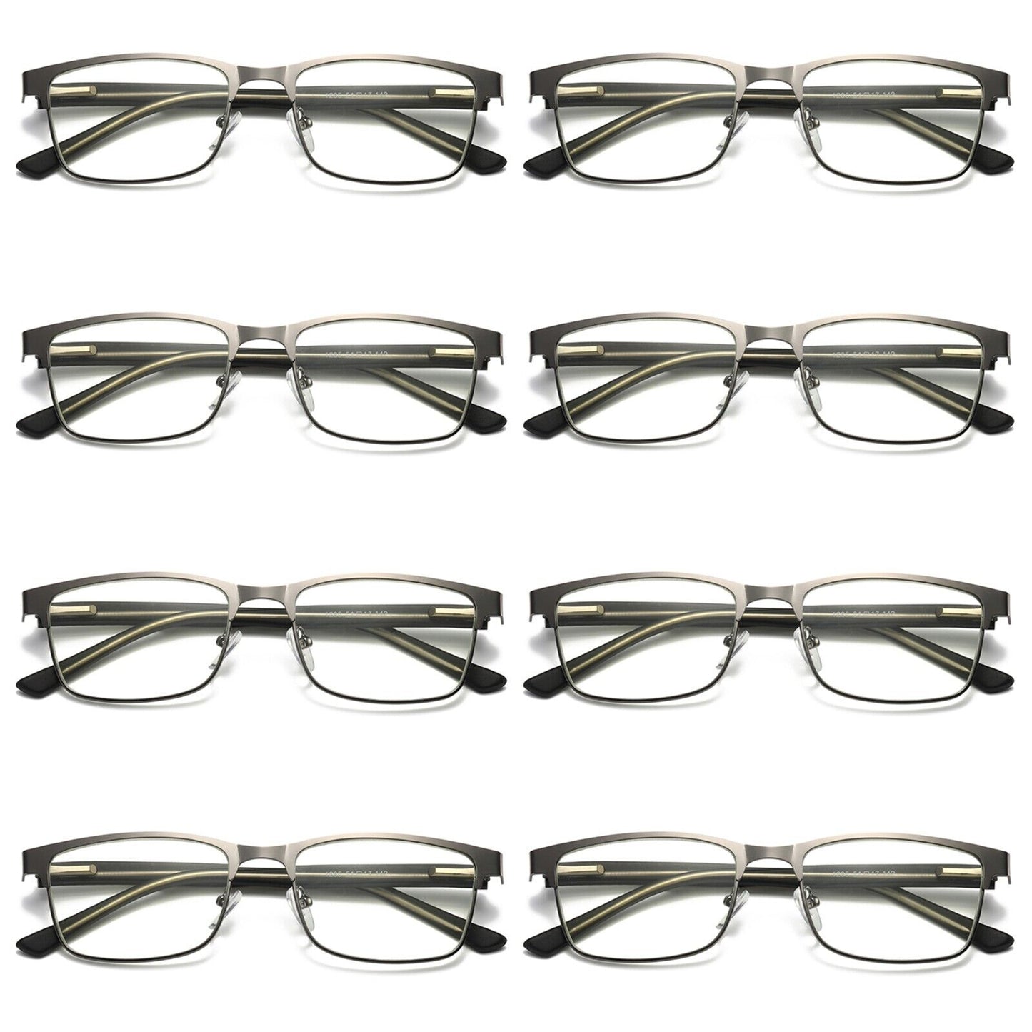 8 PK Mens Metal Frame Spring Hinge Blue Light Blocking Reading Glasses Readers