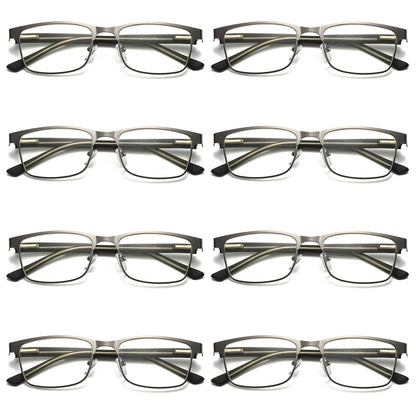 8 PK Mens Metal Frame Spring Hinge Blue Light Blocking Reading Glasses Readers