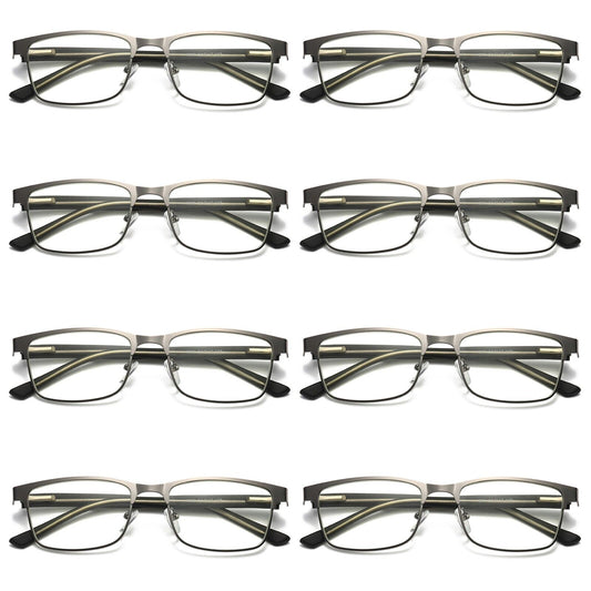 8 PK Mens Metal Frame Spring Hinge Blue Light Blocking Reading Glasses Readers