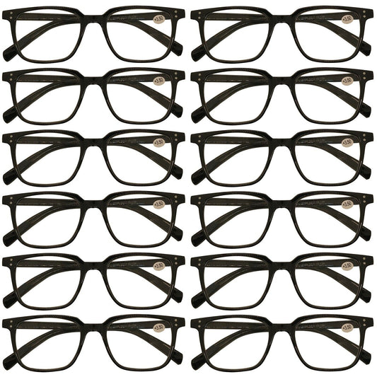 12 Pack Men Women Unisex Oval Frame Reading Glasses Blue Light Blocking Readers