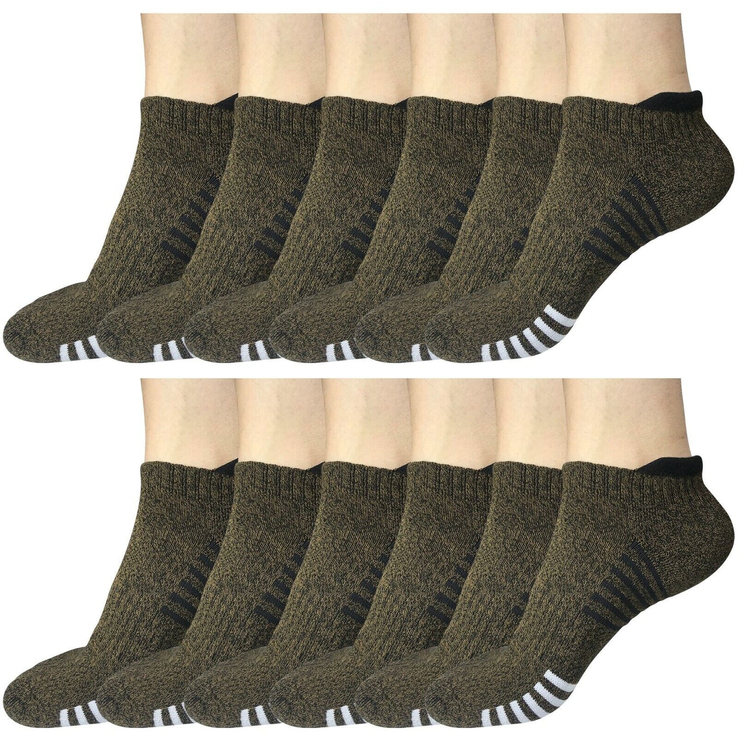 12Pair Mens Low Cut Ankle Breathable Cotton Cushion Athletic Running Sport Socks