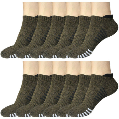 12Pair Mens Low Cut Ankle Breathable Cotton Cushion Athletic Running Sport Socks