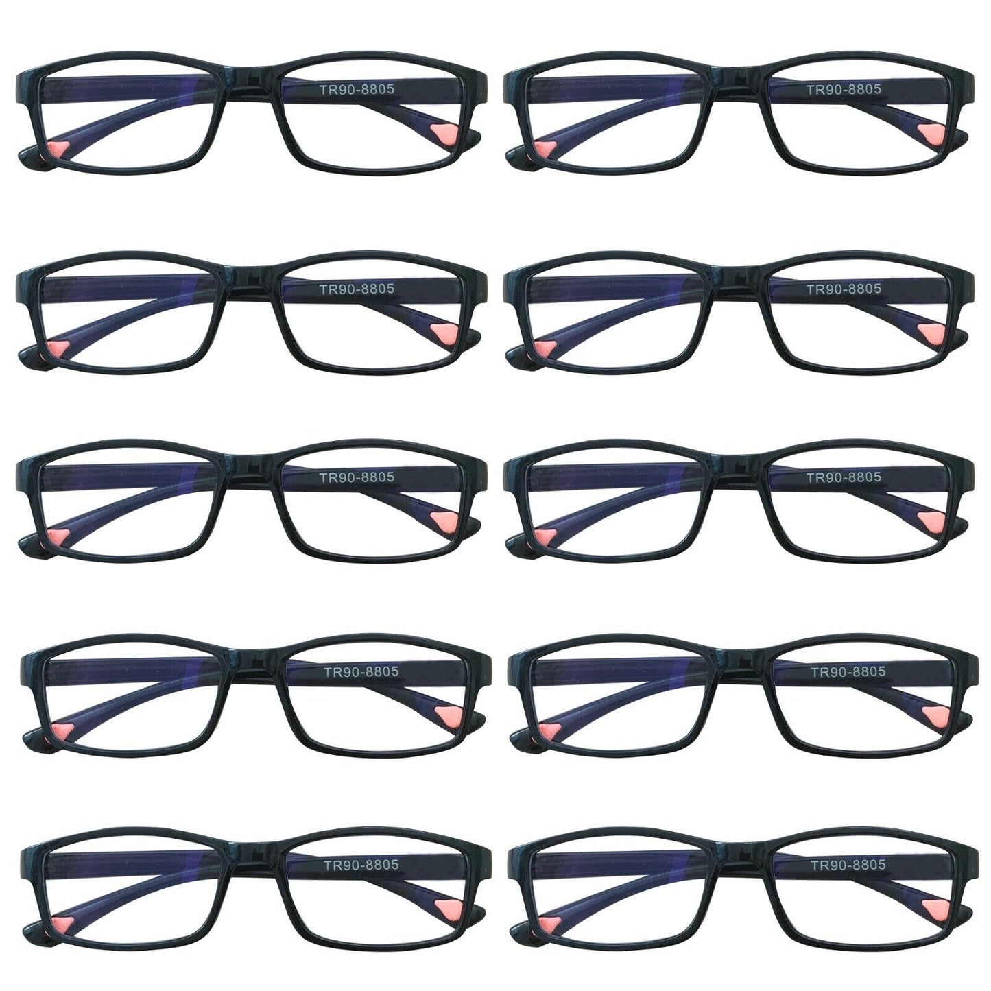 10 Packs Unisex Rectangular Frame Reading Glasses Classic Readers for Men Women