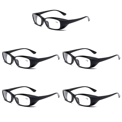 5 PK Clear Lens Mens Black Frame Reading Glasses Heavy Duty Readers for Work