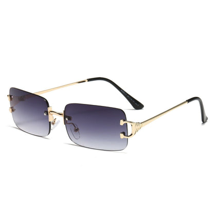 Unisex Retro Metal Frame Rimless Classic Fashion Sunglasses for Men Women Ladies