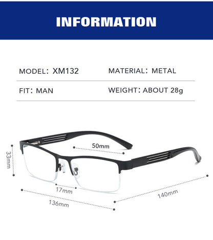 3 PK Mens Spring Hinge Blue Light Blocking Reading Glasses Half Frame Readers