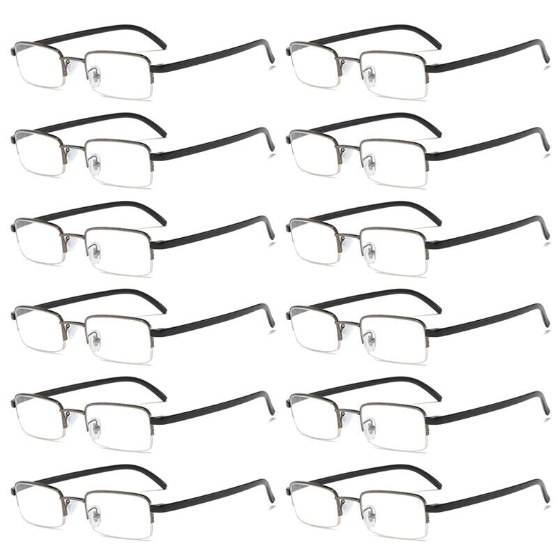 12PK Mens Half Frame Reading Glasses Black Readers 1.00 1.50 2.00 2.50 3.00 4.00