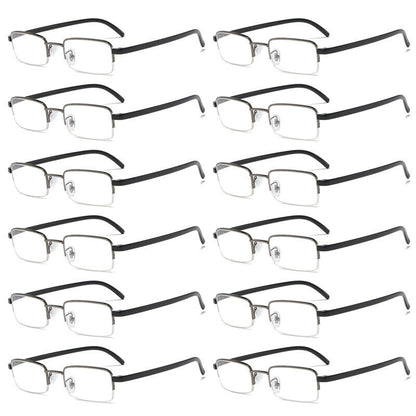 12PK Mens Half Frame Reading Glasses Black Readers 1.00 1.50 2.00 2.50 3.00 4.00