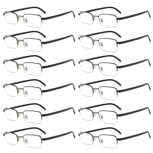 12PK Mens Half Frame Reading Glasses Black Readers 1.00 1.50 2.00 2.50 3.00 4.00