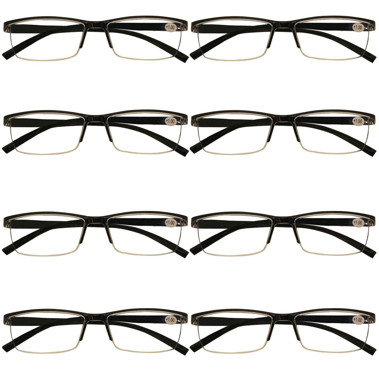 11 Packs Mens Rectangle Half Frame Reading Glasses Blue Light Blocking Readers