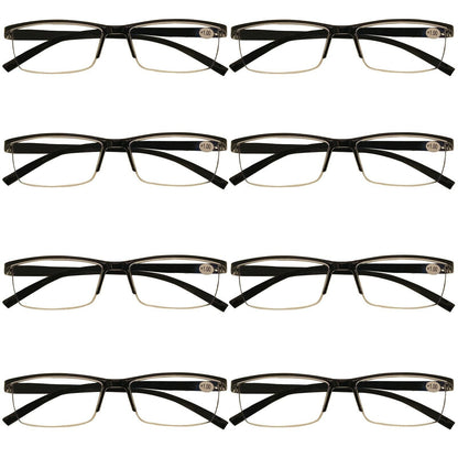 11 Packs Mens Rectangle Half Frame Reading Glasses Blue Light Blocking Readers