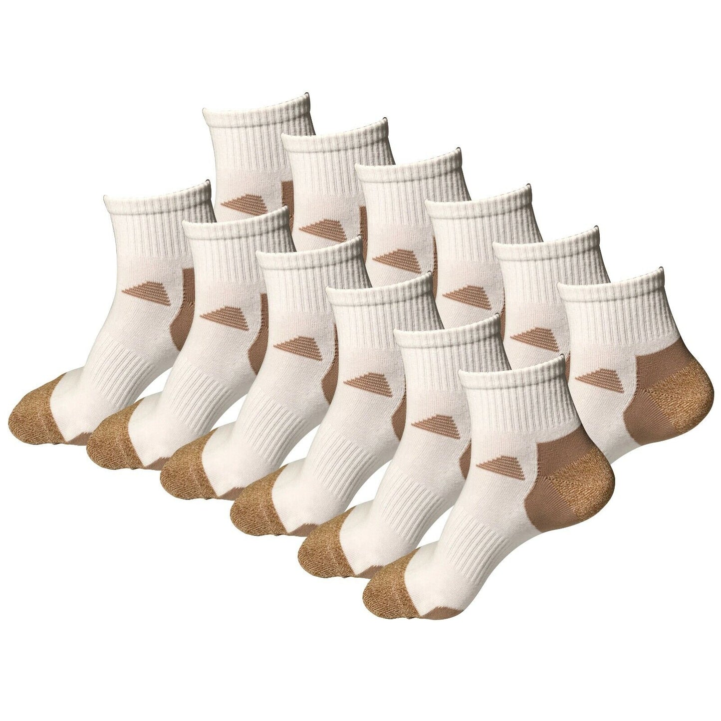 12Pair Womens Mid Cut Ankle Quarter Athletic Casual Sport Cotton Socks Size 5-10