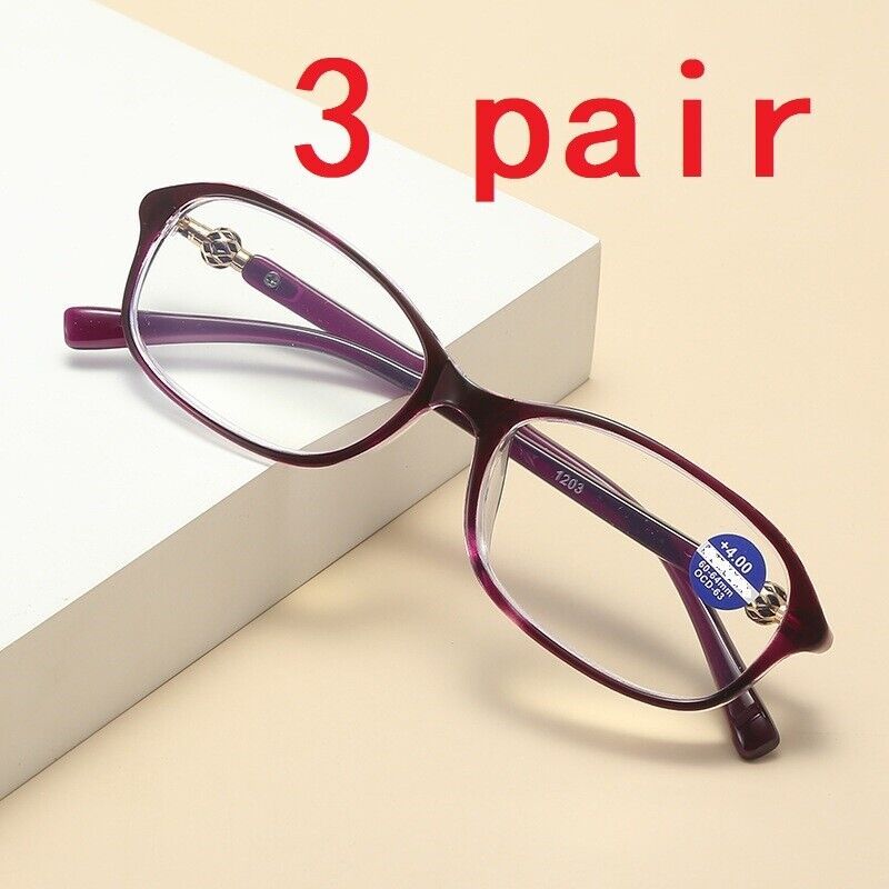 3 Pairs Oval Frame Reading Glasses Lightweight Classic Readers for Women Ladies