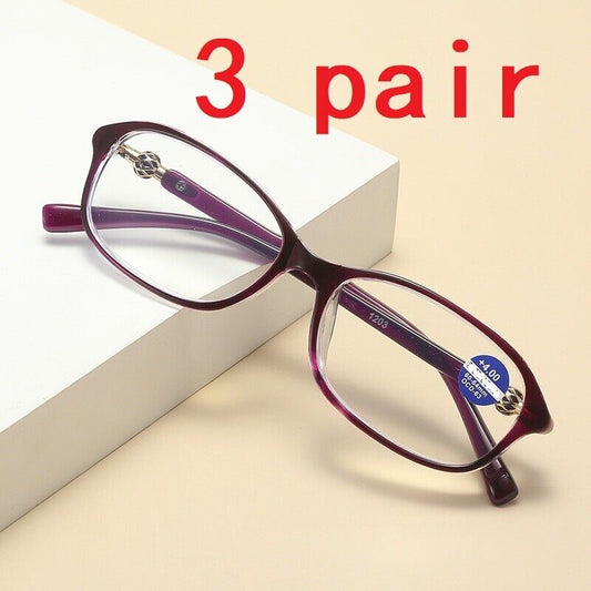 3 Pairs Oval Frame Reading Glasses Lightweight Classic Readers for Women Ladies