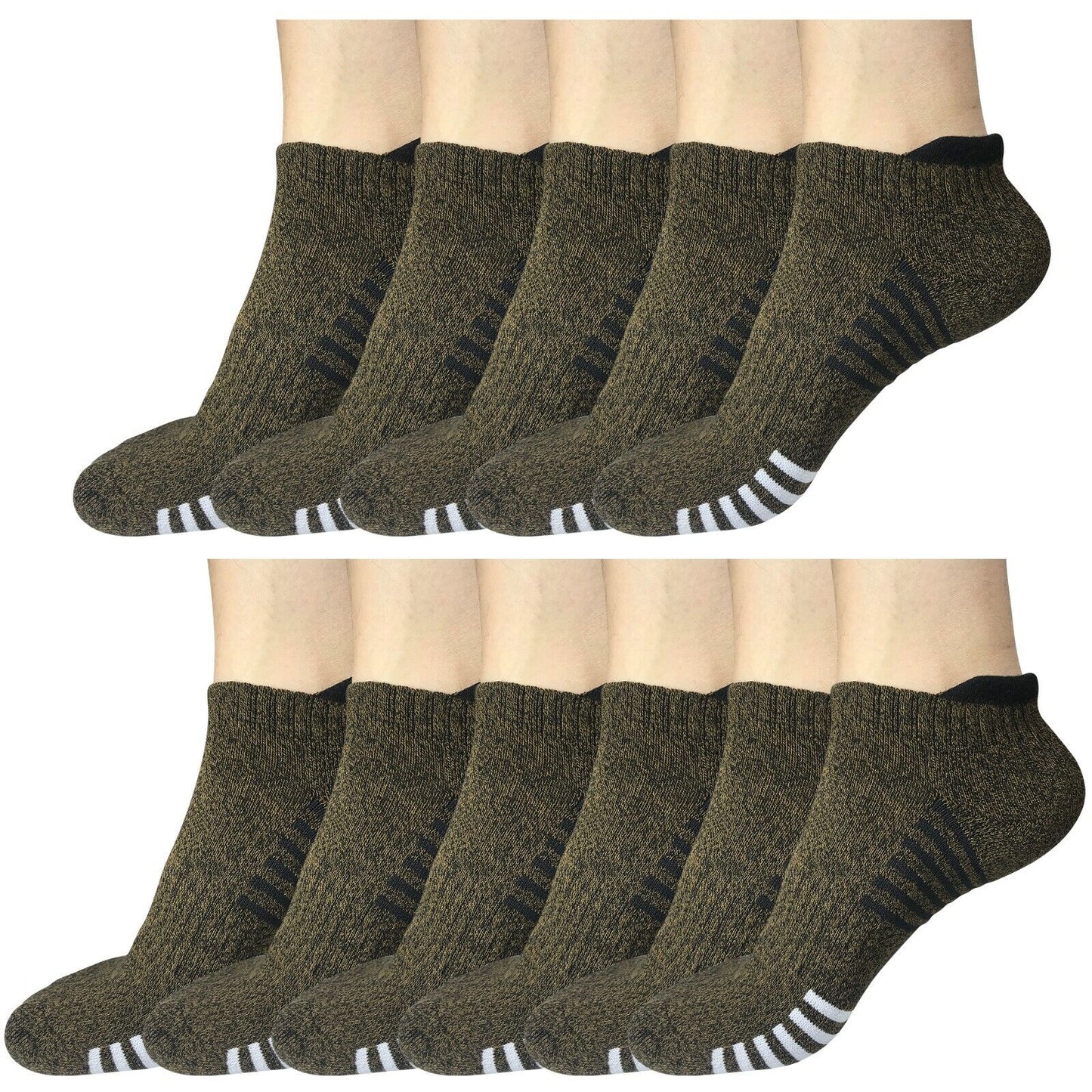 11Pair Mens Low Cut Ankle Breathable Cotton Cushion Athletic Running Sport Socks