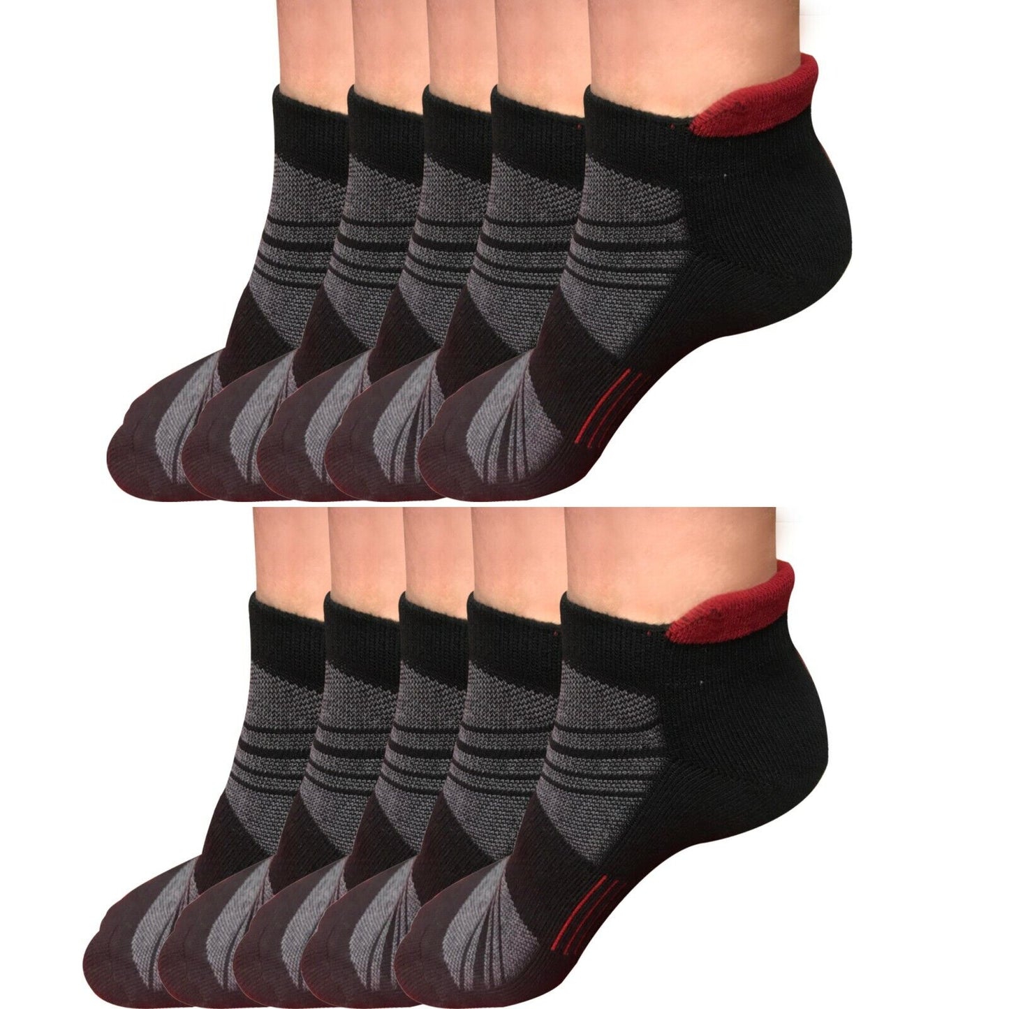 Lot 1-12 Mens Low Cut Ankle Cotton Athletic Cushion Sport Running Socks Black