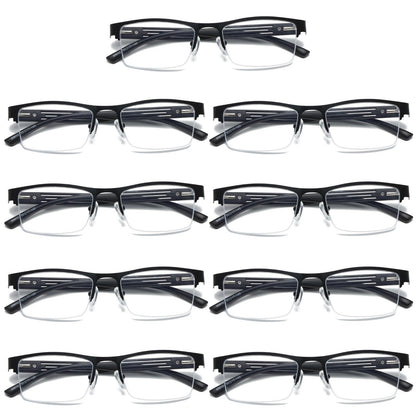 9 PK Mens Spring Hinge Blue Light Blocking Reading Glasses Half Frame Readers