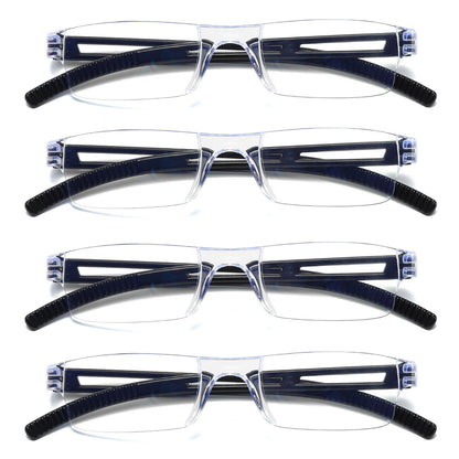 4PK Men Women Blue Light Blocking Reading Glasses Rimless Unisex Computer Reader