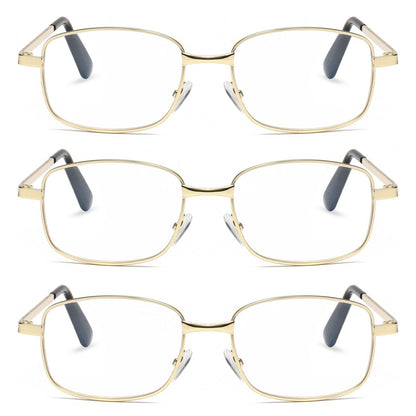 3 PK Mens Womens Metal Frame Clear Lens Reading Glasses Fashion Classic Readers