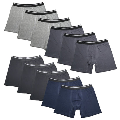 11PK Assorted Mens Cotton Boxer Briefs Comfort Flexible Soft Waistband Underwear