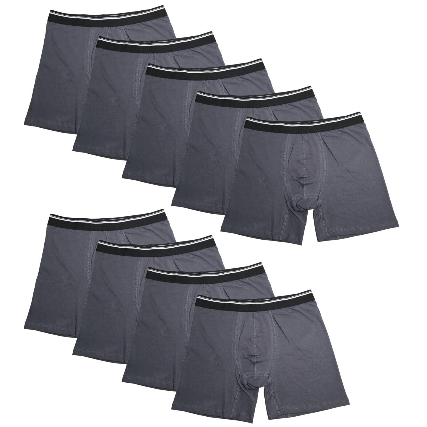 9PK Mens Performance Boxer Briefs Breathable Comfort Waistband Underwear Shorts