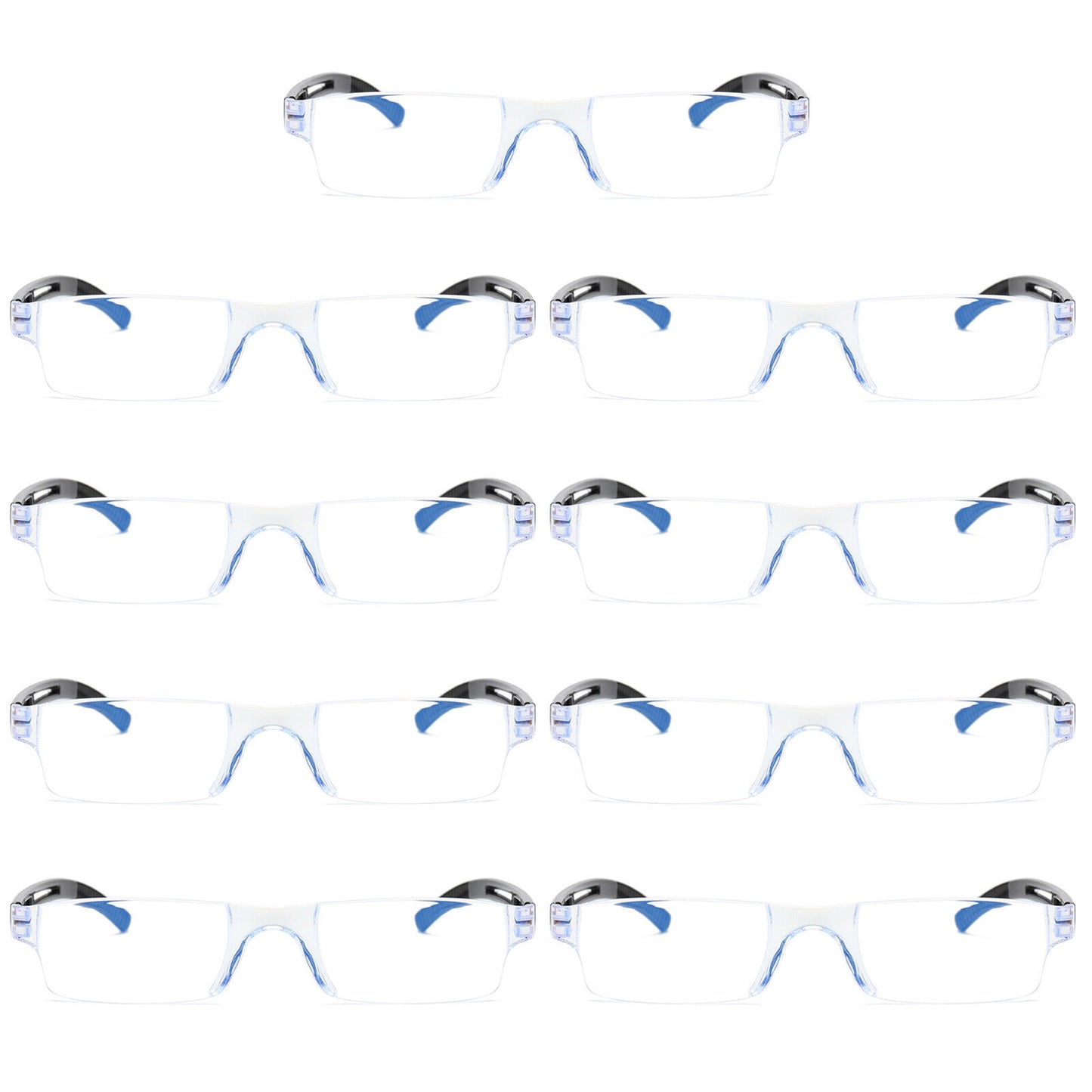 9PK Rimless Unisex Anti Blue Light Reading Glasses Blue Tinted Reader Men Women