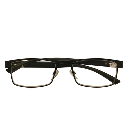 12 Packs Mens Rectangle Metal Frame Reading Glasses Black Spring Hinge Readers