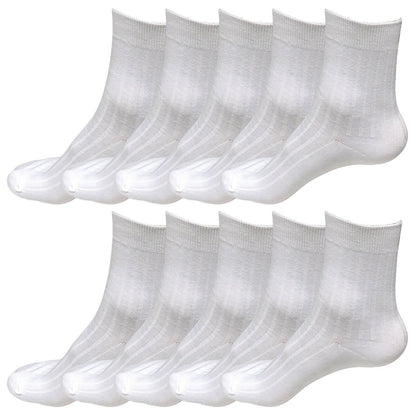 Lot 10 pairs Mens Classic Fashion Cotton Casual Solid Crew Dress Socks Size 6-10