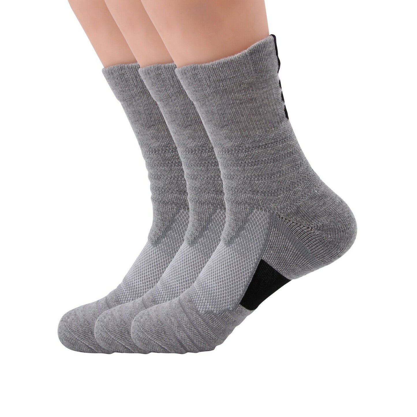 Lot 1-12 Mens Cotton Athletic Sport Casual Work Crew Socks Gray Size 9-11 6-12