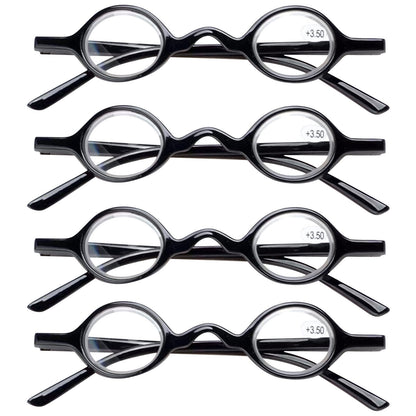 4PK Unisex Small Round Reading Glasses Blue Light Blocking Readers Men Women