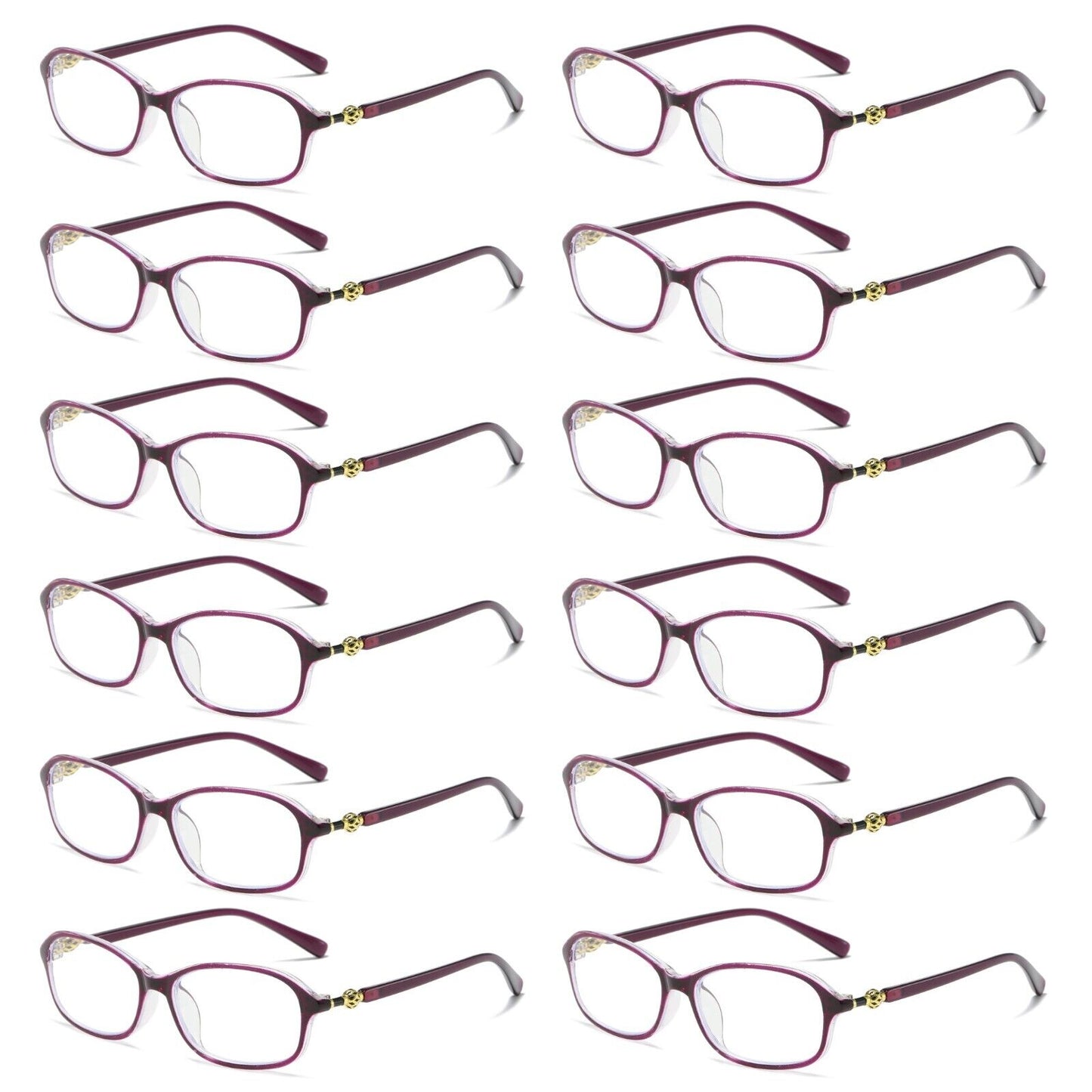 12 PK Womens Blue Light Blocking Reading Glasses Readers for Computer Paper Work