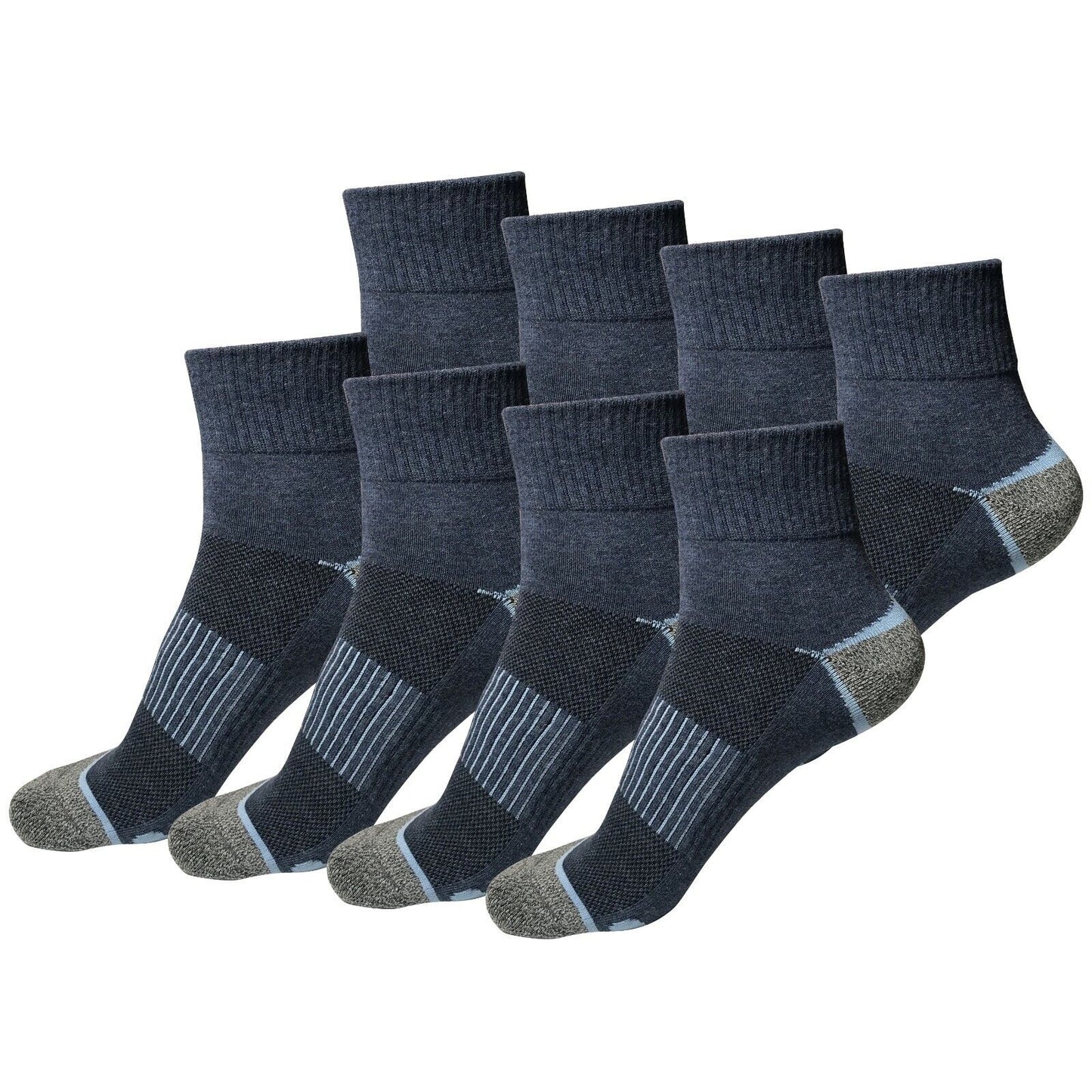 8 Pair Mens Mid Cut Ankle Quarter Athletic Casual Sport Cotton Socks Size 6-12